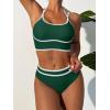imageANRABESS Womens Halter Bikini Set Color Block Sporty Swimsuits Two Piece High Waist Bathing Suit Sexy Summer Beach Swim SuitsDeep Green