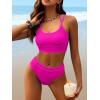 imageANRABESS Womens Halter Bikini Set Color Block Sporty Swimsuits Two Piece High Waist Bathing Suit Sexy Summer Beach Swim SuitsHot Pink