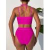 imageANRABESS Womens Halter Bikini Set Color Block Sporty Swimsuits Two Piece High Waist Bathing Suit Sexy Summer Beach Swim SuitsHot Pink