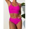 imageANRABESS Womens Halter Bikini Set Color Block Sporty Swimsuits Two Piece High Waist Bathing Suit Sexy Summer Beach Swim SuitsHot Pink