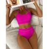imageANRABESS Womens Halter Bikini Set Color Block Sporty Swimsuits Two Piece High Waist Bathing Suit Sexy Summer Beach Swim SuitsHot Pink