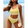 imageANRABESS Womens Halter Bikini Set Color Block Sporty Swimsuits Two Piece High Waist Bathing Suit Sexy Summer Beach Swim SuitsLight Yellow