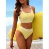 imageANRABESS Womens Halter Bikini Set Color Block Sporty Swimsuits Two Piece High Waist Bathing Suit Sexy Summer Beach Swim SuitsLight Yellow