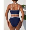 imageANRABESS Womens Halter Bikini Set Color Block Sporty Swimsuits Two Piece High Waist Bathing Suit Sexy Summer Beach Swim SuitsNavy Blue