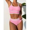 imageANRABESS Womens Halter Bikini Set Color Block Sporty Swimsuits Two Piece High Waist Bathing Suit Sexy Summer Beach Swim SuitsPink