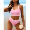 imageANRABESS Womens Halter Bikini Set Color Block Sporty Swimsuits Two Piece High Waist Bathing Suit Sexy Summer Beach Swim SuitsPink