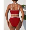 imageANRABESS Womens Halter Bikini Set Color Block Sporty Swimsuits Two Piece High Waist Bathing Suit Sexy Summer Beach Swim SuitsRed