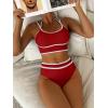 imageANRABESS Womens Halter Bikini Set Color Block Sporty Swimsuits Two Piece High Waist Bathing Suit Sexy Summer Beach Swim SuitsRed