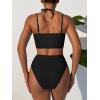 imageANRABESS Womens Halter Bikini Set Color Block Sporty Swimsuits Two Piece High Waist Bathing Suit Sexy Summer Beach Swim SuitsSolid Black