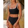 imageANRABESS Womens High Waisted Bikini Sets Two Piece Tummy Control Swimsuits High Cut Summer Beach Vacation Bathing SuitsBlack White