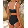 imageANRABESS Womens High Waisted Bikini Sets Two Piece Tummy Control Swimsuits High Cut Summer Beach Vacation Bathing SuitsBlack White