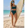 imageANRABESS Womens High Waisted Bikini Sets Two Piece Tummy Control Swimsuits High Cut Summer Beach Vacation Bathing SuitsBlue Green