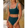 imageANRABESS Womens High Waisted Bikini Sets Two Piece Tummy Control Swimsuits High Cut Summer Beach Vacation Bathing SuitsBlue Green
