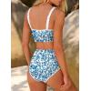 imageANRABESS Womens High Waisted Bikini Sets Two Piece Tummy Control Swimsuits High Cut Summer Beach Vacation Bathing SuitsBlue White Flower