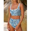 imageANRABESS Womens High Waisted Bikini Sets Two Piece Tummy Control Swimsuits High Cut Summer Beach Vacation Bathing SuitsBlue White Flower