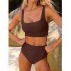 imageANRABESS Womens High Waisted Bikini Sets Two Piece Tummy Control Swimsuits High Cut Summer Beach Vacation Bathing SuitsBrown Red