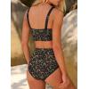 imageANRABESS Womens High Waisted Bikini Sets Two Piece Tummy Control Swimsuits High Cut Summer Beach Vacation Bathing SuitsLeopard Print