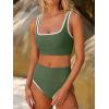 imageANRABESS Womens High Waisted Bikini Sets Two Piece Tummy Control Swimsuits High Cut Summer Beach Vacation Bathing SuitsOlive Green