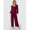 imageANRABESS Womens Jumpsuits Dressy Long Sleeve Wide Leg V Neck Pants Rompers 2026 Fall Formal One Piece Wedding Guest OutfitsWine Red