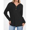 imageANRABESS Womens Long Sleeve Henley Tops Ribbed Knit Hoodie Shirts 2026 Spring Loose Fit Lightweight Hooded SweatersBlack