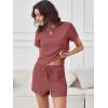 imageANRABESS Womens Lounge Pajamas Short Set 2026 Casual Summer 2 Piece Outfits Lightweight Loungewear ClothesBrick Red