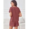 imageANRABESS Womens Lounge Pajamas Short Set 2026 Casual Summer 2 Piece Outfits Lightweight Loungewear ClothesBrick Red