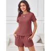 imageANRABESS Womens Lounge Pajamas Short Set 2026 Casual Summer 2 Piece Outfits Lightweight Loungewear ClothesBrick Red