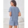 imageANRABESS Womens Lounge Pajamas Short Set 2026 Casual Summer 2 Piece Outfits Lightweight Loungewear ClothesLight Blue