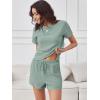 imageANRABESS Womens Lounge Pajamas Short Set 2026 Casual Summer 2 Piece Outfits Lightweight Loungewear ClothesLight Green