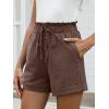 imageANRABESS Womens Shorts Casual Summer High Waisted Elastic Drawstring Comfy Lounge Wide Leg Short Pants Beach Vacation ClothesBrown