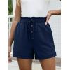 imageANRABESS Womens Shorts Casual Summer High Waisted Elastic Drawstring Comfy Lounge Wide Leg Short Pants Beach Vacation ClothesNavy Blue