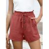 imageANRABESS Womens Shorts Casual Summer High Waisted Elastic Drawstring Comfy Lounge Wide Leg Short Pants Beach Vacation ClothesOrange Red
