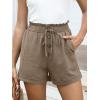 imageANRABESS Womens Shorts Casual Summer High Waisted Elastic Drawstring Comfy Lounge Wide Leg Short Pants Beach Vacation ClothesYellow Khaki