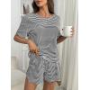 imageANRABESS Womens Striped Pajamas Sets 2026 Summer 2 Piece Lounge Matching Short PJ Set Side Split Spring Sleepwear OutfitsBlack White Striped