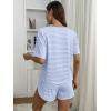 imageANRABESS Womens Striped Pajamas Sets 2026 Summer 2 Piece Lounge Matching Short PJ Set Side Split Spring Sleepwear OutfitsBlue White Striped