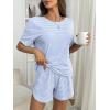 imageANRABESS Womens Striped Pajamas Sets 2026 Summer 2 Piece Lounge Matching Short PJ Set Side Split Spring Sleepwear OutfitsBlue White Striped