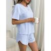 imageANRABESS Womens Striped Pajamas Sets 2026 Summer 2 Piece Lounge Matching Short PJ Set Side Split Spring Sleepwear OutfitsBlue White Striped