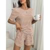 imageANRABESS Womens Striped Pajamas Sets 2026 Summer 2 Piece Lounge Matching Short PJ Set Side Split Spring Sleepwear OutfitsCoffee White Striped