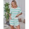 imageANRABESS Womens Striped Pajamas Sets 2026 Summer 2 Piece Lounge Matching Short PJ Set Side Split Spring Sleepwear OutfitsGreen White Wide Striped