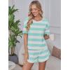 imageANRABESS Womens Striped Pajamas Sets 2026 Summer 2 Piece Lounge Matching Short PJ Set Side Split Spring Sleepwear OutfitsGreen White Wide Striped