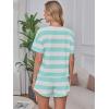 imageANRABESS Womens Striped Pajamas Sets 2026 Summer 2 Piece Lounge Matching Short PJ Set Side Split Spring Sleepwear OutfitsGreen White Wide Striped