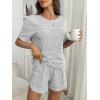 imageANRABESS Womens Striped Pajamas Sets 2026 Summer 2 Piece Lounge Matching Short PJ Set Side Split Spring Sleepwear OutfitsGrey White Striped