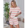 imageANRABESS Womens Striped Pajamas Sets 2026 Summer 2 Piece Lounge Matching Short PJ Set Side Split Spring Sleepwear OutfitsPink White Wide Striped