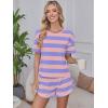 imageANRABESS Womens Striped Pajamas Sets 2026 Summer 2 Piece Lounge Matching Short PJ Set Side Split Spring Sleepwear OutfitsPurple Pink Wide Striped