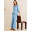 imageANRABESS Womens Summer 2 Piece Lounge Sets 34 Sleeve V Neck Top Wide Leg Palazzo Pants Set 2026 Beach Travel OutfitsBright Blue