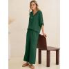 imageANRABESS Womens Summer 2 Piece Lounge Sets 34 Sleeve V Neck Top Wide Leg Palazzo Pants Set 2026 Beach Travel OutfitsForest Green
