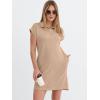 imageANRABESS Womens Summer Casual Half Zip Cap Sleeve Trendy WrinkleFree Tshirt Dress 2026 Spring Beach Vacation Short DressesAlmond