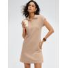 imageANRABESS Womens Summer Casual Half Zip Cap Sleeve Trendy WrinkleFree Tshirt Dress 2026 Spring Beach Vacation Short DressesAlmond