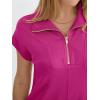 imageANRABESS Womens Summer Casual Half Zip Cap Sleeve Trendy WrinkleFree Tshirt Dress 2026 Spring Beach Vacation Short DressesHot Pink