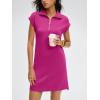 imageANRABESS Womens Summer Casual Half Zip Cap Sleeve Trendy WrinkleFree Tshirt Dress 2026 Spring Beach Vacation Short DressesHot Pink